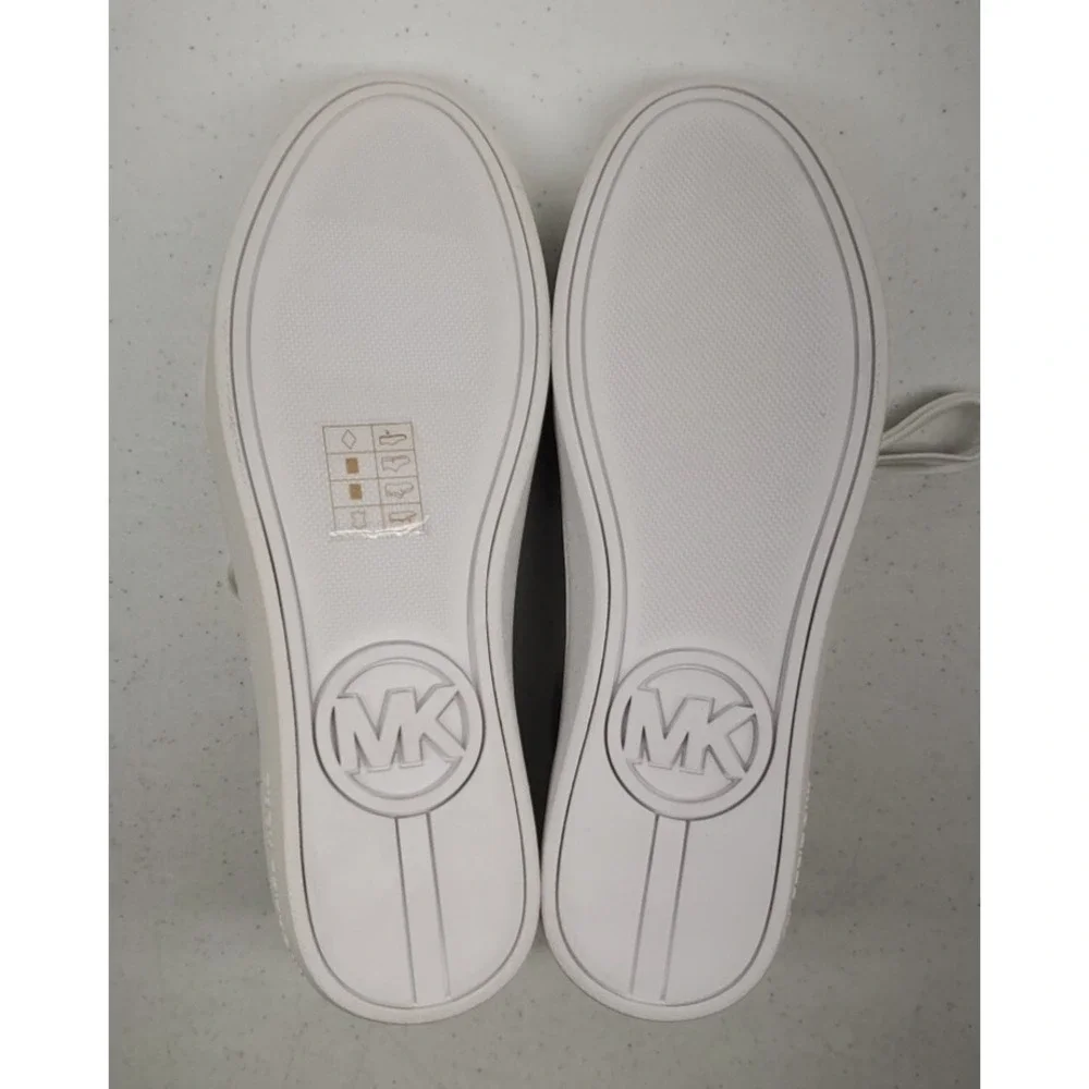 Michael Kors Scotty Casual Leather Sneakers White/Silver Women's Size 6 Blemish‎